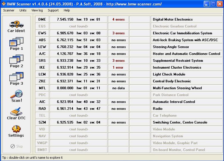 Diagnostiikkalaite BMW Scanner 1.4.0 E36 E38 E39 E46 E53 E83