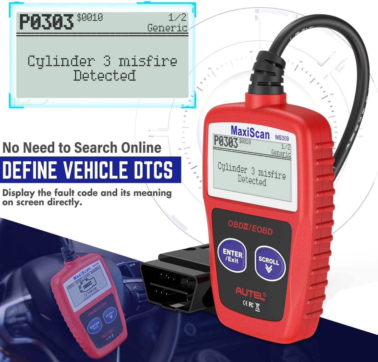 Autel MaxiScan MS309 – universaali OBDII-diagnoosilaite