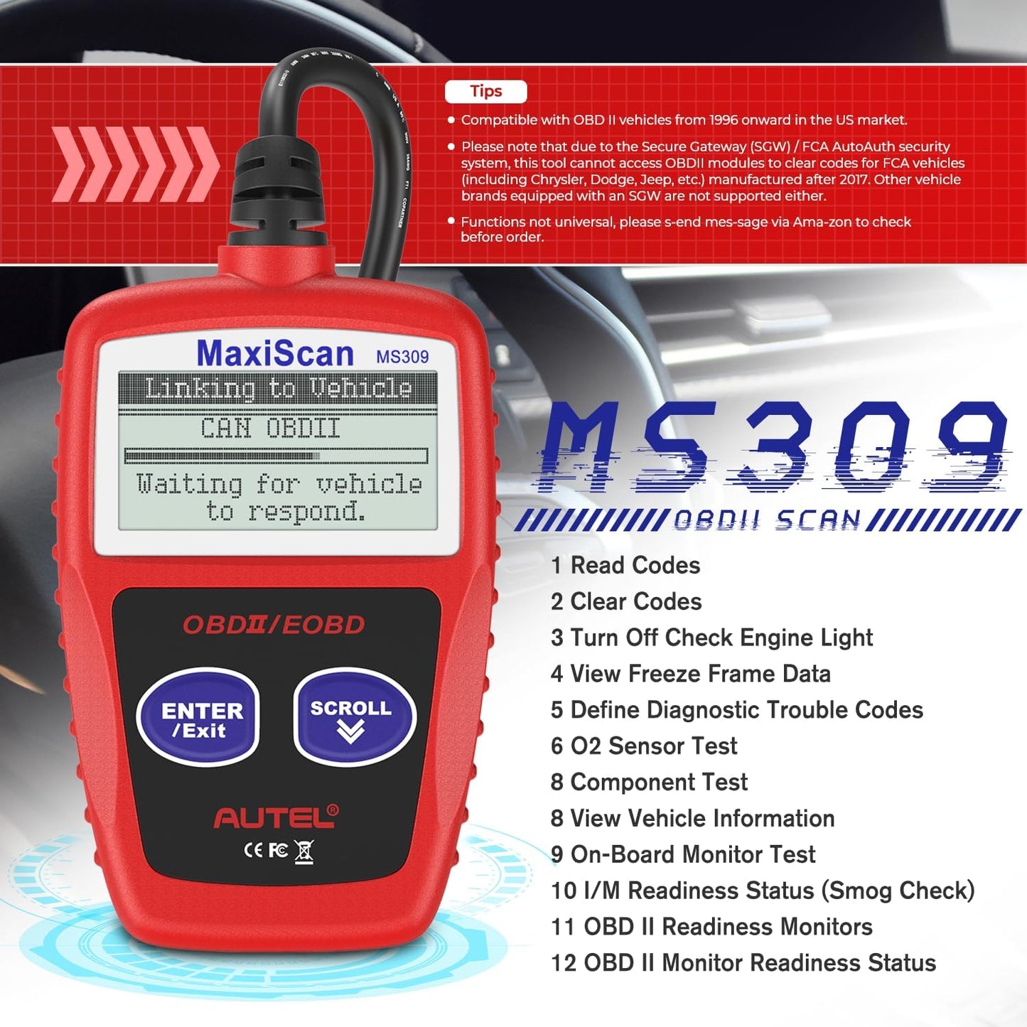 Autel MaxiScan MS309 – universaali OBDII-diagnoosilaite