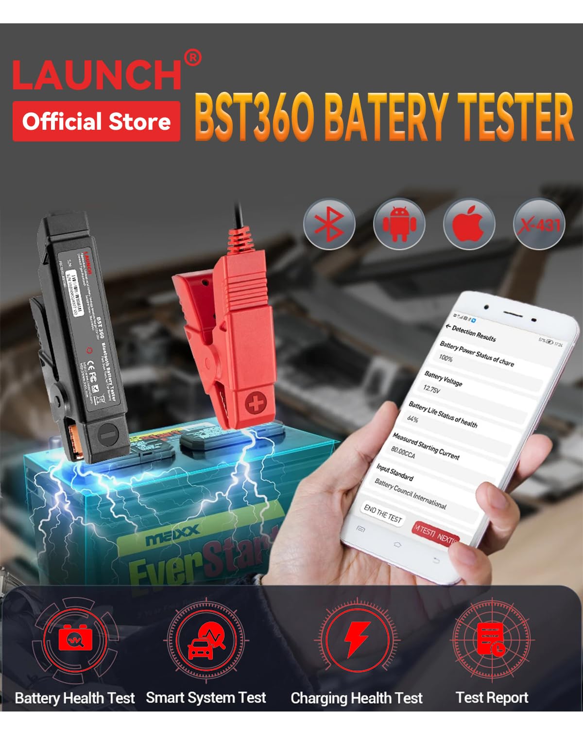 Käynnistä akkutestaaja BST360 Bluetooth X431V
