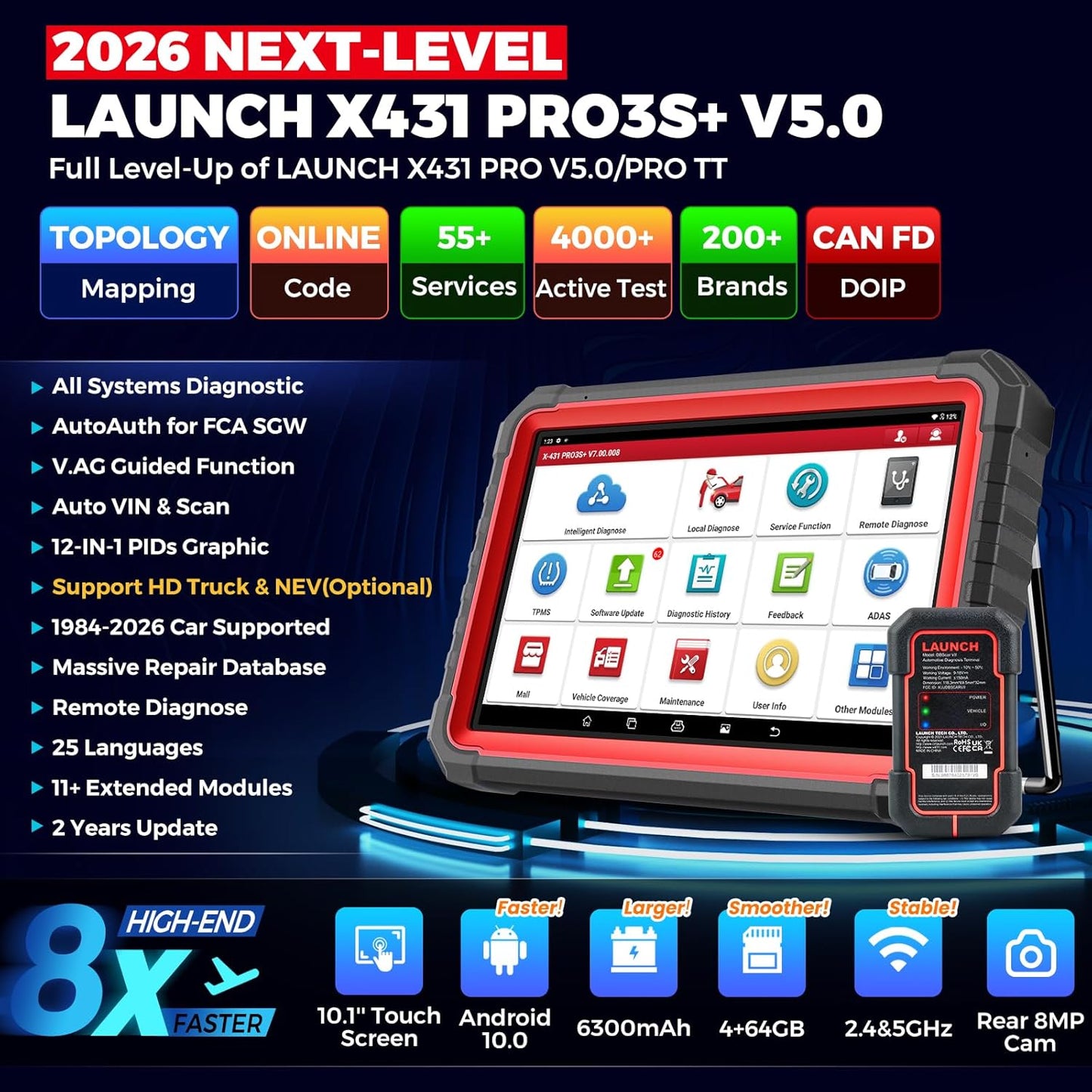 Auton diagnostiikkalaite Launch X431 PRO3S Plus V5.0 2025