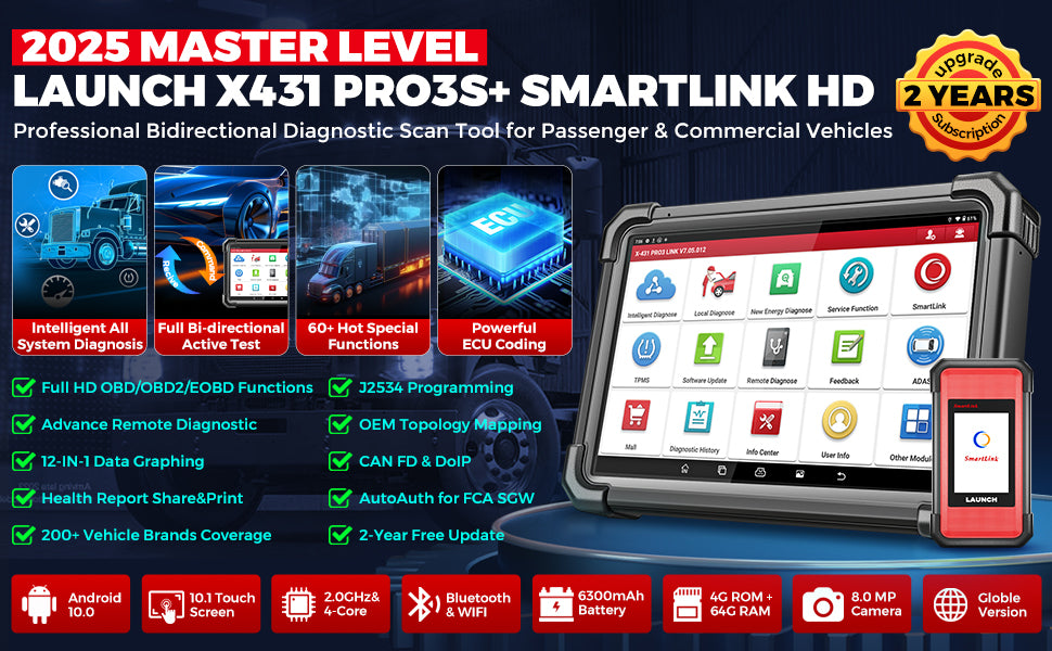 LAUNCH X431 PRO3S+ SmartLink C 2.0 Henkilö- ja kuorma-autojen diagnostiikkalaite 2026