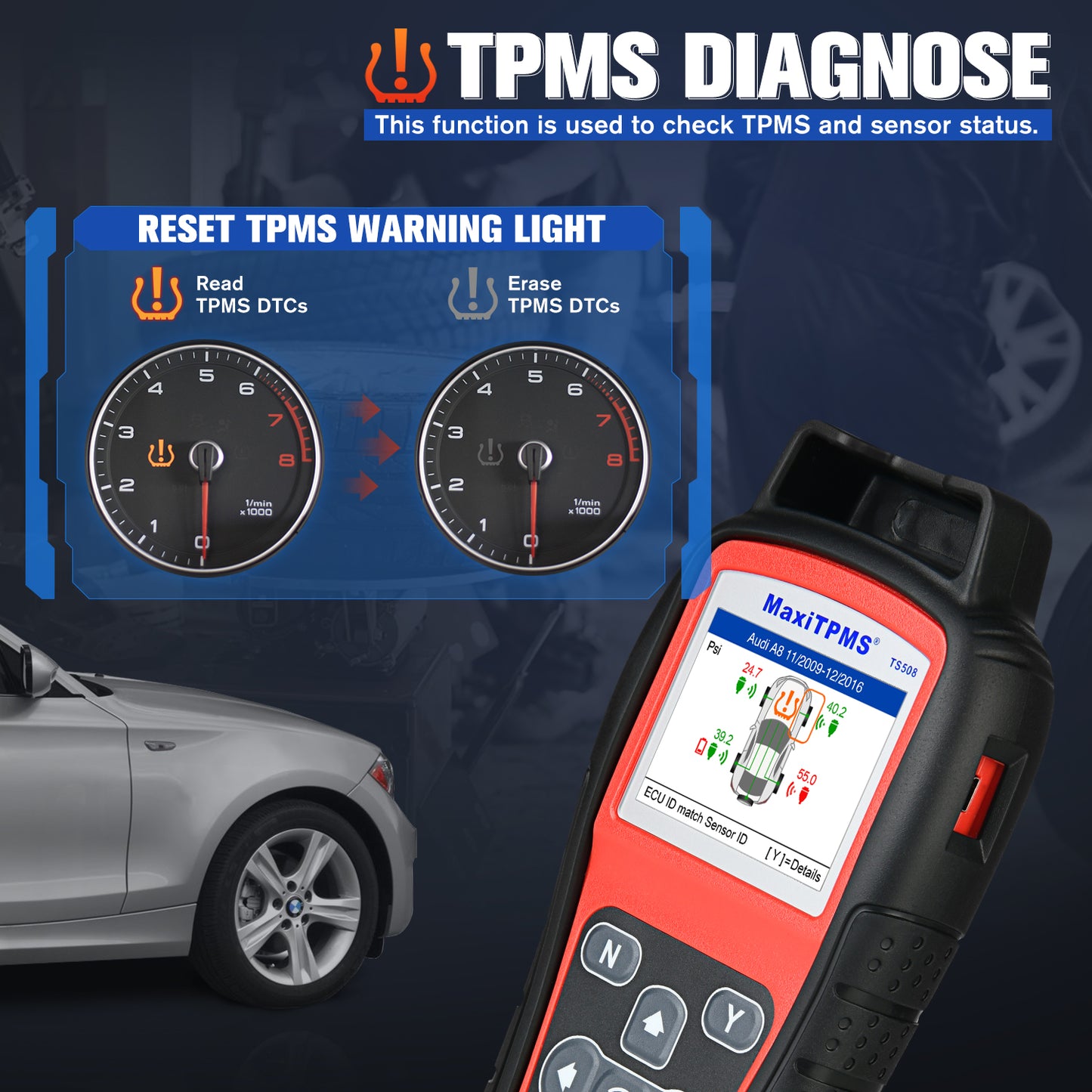 Rengaspaineantureiden TPMS-laite Autel MaxiTPMS TS508 Wifi