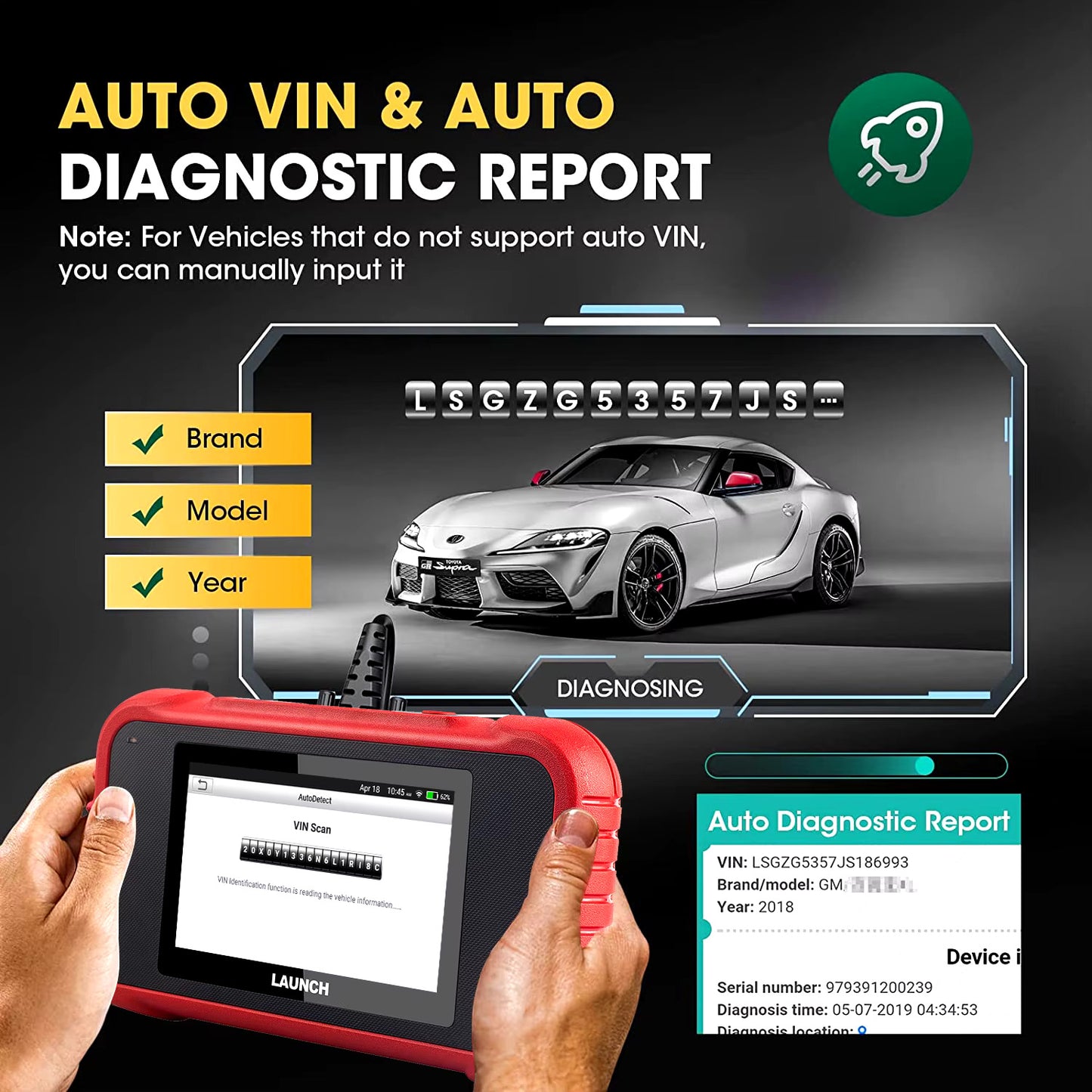 Autojen diagnostiikkalaite Launch CR129 V2.0 EVO 2026