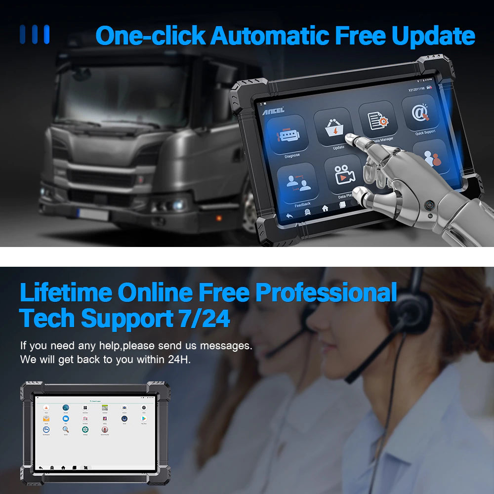 ANCEL X7 HD kuorma-autojen diagnostiikkalaite, Bluetooth, 2025