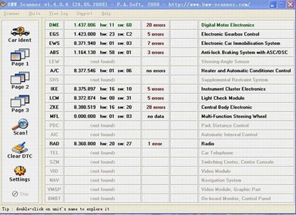 Diagnostiikkalaite BMW Scanner 1.4.0 E36 E38 E39 E46 E53 E83