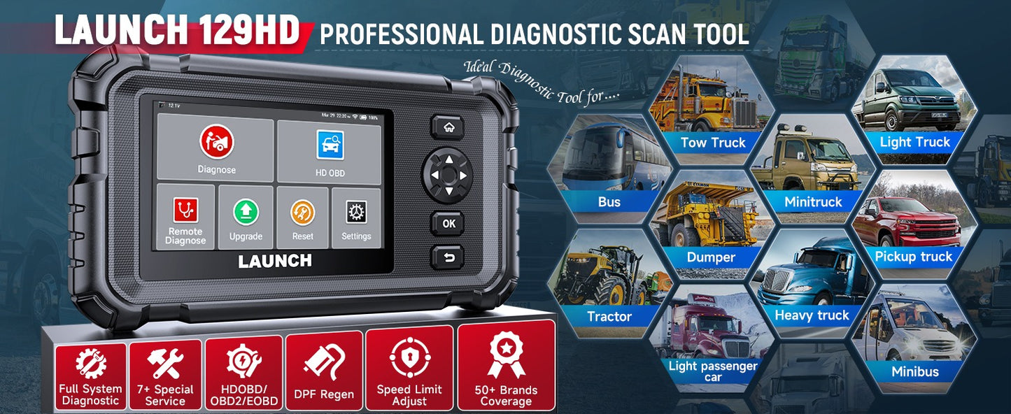 Kuorma-autojen diagnostiikkalaite Launch CRP129 HD (Heavy Duty, 24V)